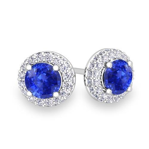 4.70 karaat Prong Set Ceylon Sapphire met diamanten oorknopjes - harrychadent.nl