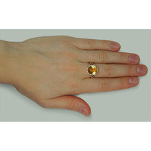 Afbeelding in Gallery-weergave laden, 4.75 Karaat Citrien &amp; Diamanten Ring Met Accenten Geel Goud 14K - harrychadent.nl
