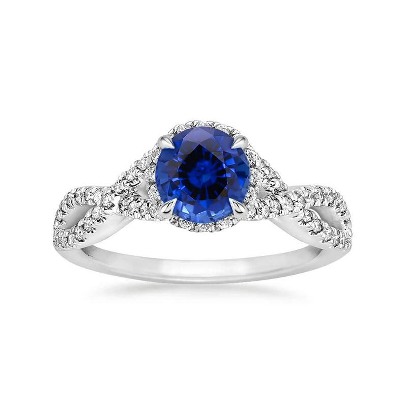 4.85 ct Sri Lanka blauwe saffier halo diamanten ring wit goud - harrychadent.nl