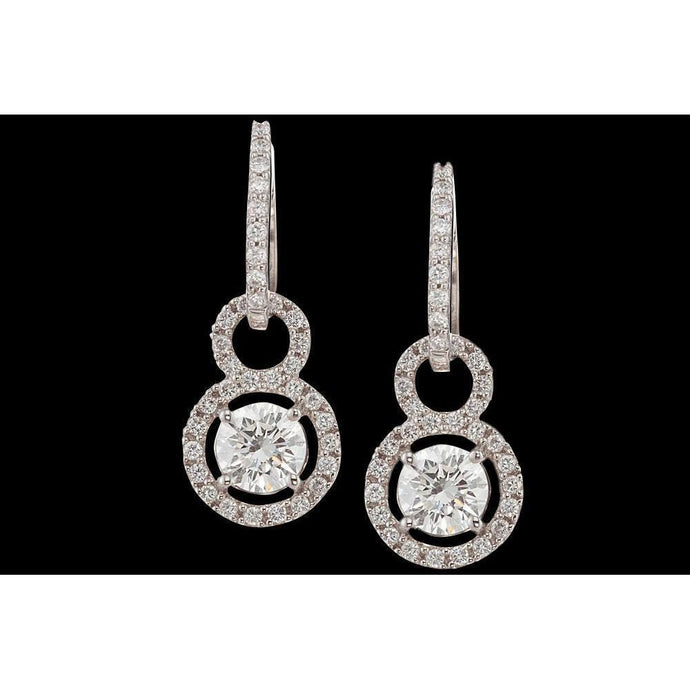4 Karaat Bungelende Stijl Oorbel Hangende WG Ronde Echt Diamanten