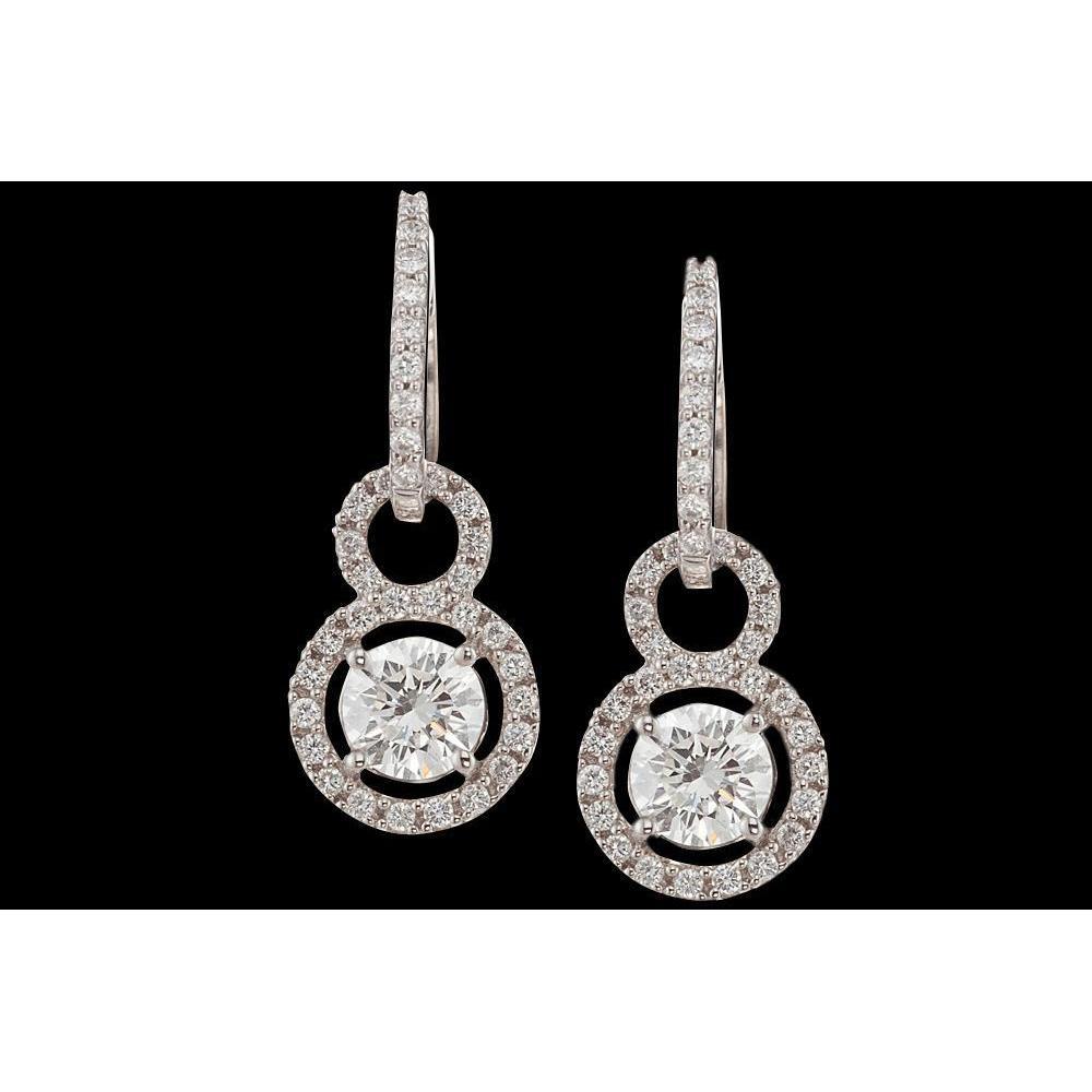4 Karaat Bungelende Stijl Oorbel Hangende WG Ronde Echt Diamanten