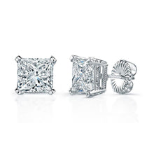 Afbeelding in Gallery-weergave laden, 4 Karaat Dames Oorknopjes Prinses Geslepen Echt Diamanten Wit Goud 14K
