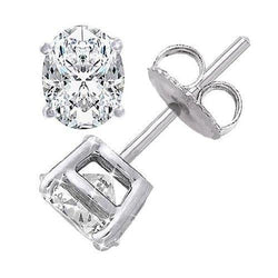 GECERTIFICEERD 4 Karaat Grote Ovaal Geslepen Natuurlijke Echte (Niet Labgekweekt) Diamanten Oorknop Witgoud Dames Sieraden