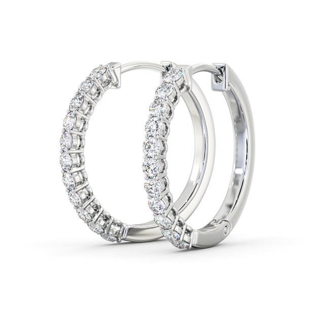 4 Karaat Ronde Echt Diamanten Dames Hoepeloorring Massief Wit Goud