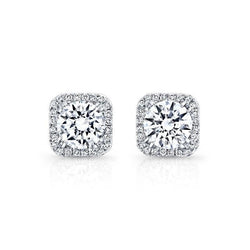 4 Karaat Rond Geslepen Echte Natuurlijke uit de aarde gewonnen Diamanten Stud Halo Oorbellen Fijn Gouden Dames Sieraden