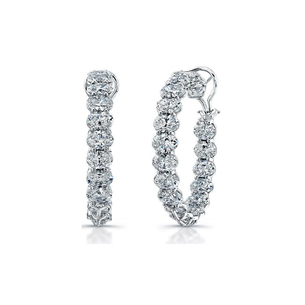 4 Karaat Sprankelende Ovaal Geslepen Echt Diamanten Hoepeloorring Massief Goud - harrychadent.nl