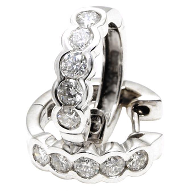 4 Karaats Bezel Set Ronde Echt Diamanten Hoepel Oorbel Massief Wit Goud - harrychadent.nl