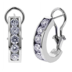 4 ct Kanaalset Ronde Echt Diamanten Hoepel Huggies Oorbel Goud Wit