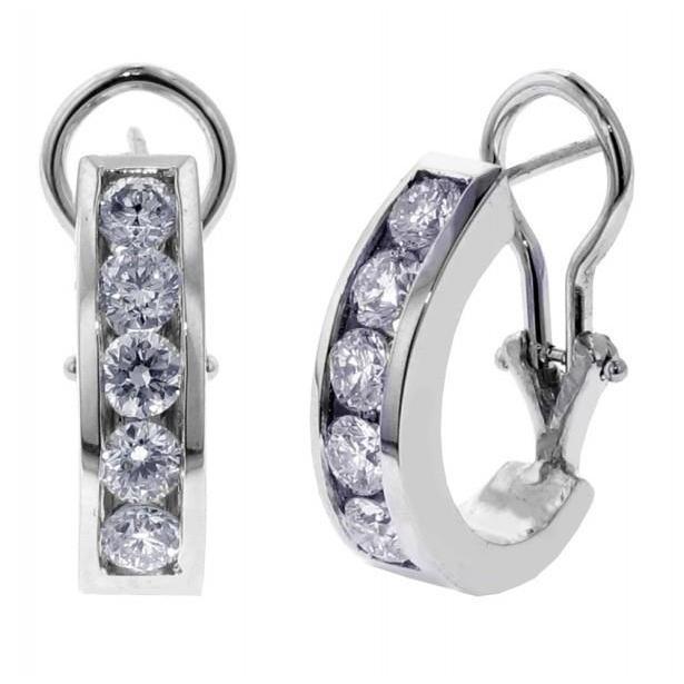 4 ct Kanaalset Ronde Echt Diamanten Hoepel Huggies Oorbel Goud Wit - harrychadent.nl