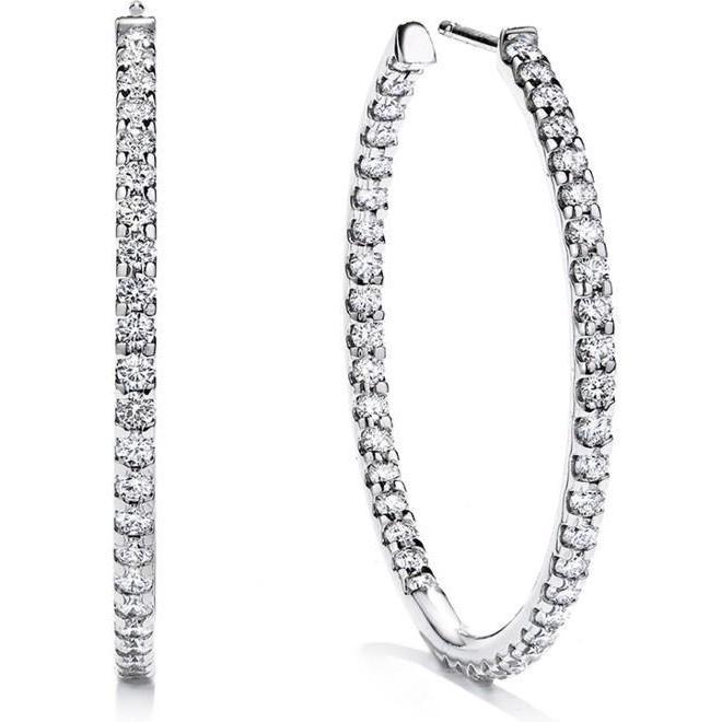 4 ct Ronde Briljant Geslepen Echt Diamanten Dame Hoepel Oorbellen 14K Wit Goud - harrychadent.nl