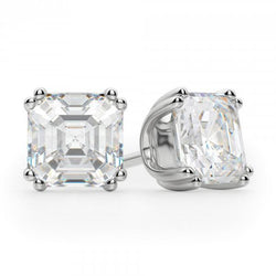 4 Karaat Grote Asscher Geslepen Natuurlijke uit de aarde gewonnen Diamanten Oorknoppen Witgoud Fijne Sieraden