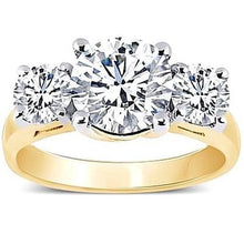 Afbeelding in Gallery-weergave laden, 4 karaats Echt Diamanten Drie Stenen Verlovingsring Tweekleurig Goud Nieuw - harrychadent.nl
