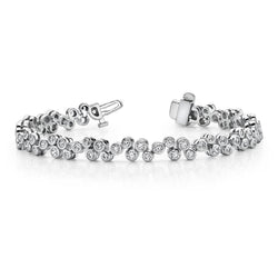 4 karaats Ronde Geslepen Prachtige Echt Diamanten Bubbelarmband Wit Goud 14K
