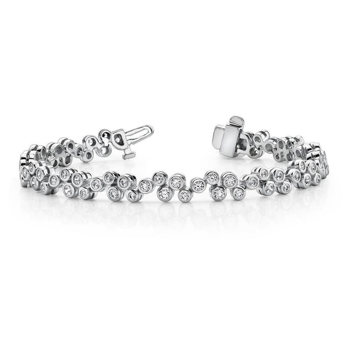4 karaats Ronde Geslepen Prachtige Echt Diamanten Bubbelarmband Wit Goud 14K - harrychadent.nl