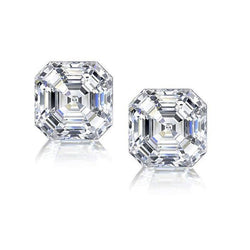 4 Karaat Solitaire Asscher Geslepen uit de a aarde gewonnen Diamanten Oorknoppen