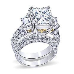5 Karaat Princess Center Diamant Ring Met Band Set Two Tone 14K
