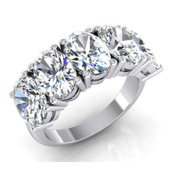 5-Steens Natuurlijke Echte Diamanten (Niet Labgekweekt) Jubileumband Goud Ovaal Geslepen Sieraden 5 Karaat
