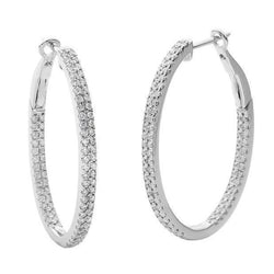 5 ct Echt Diamanten Wit Goud Vrouwen Hoepel Oorbellen Ronde Briljant Geslepen