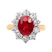 Afbeelding in Gallery-weergave laden, 5 ct rond geslepen natuurlijke robijn met diamanten ring 14K goud - harrychadent.nl
