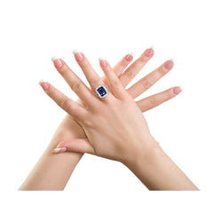5 ct. Blauwe saffier met diamanten ring Solitaire met accenten Sieraden
