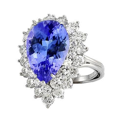 5 karaat Halo Pear Tanzaniet & diamanten verlovingsring