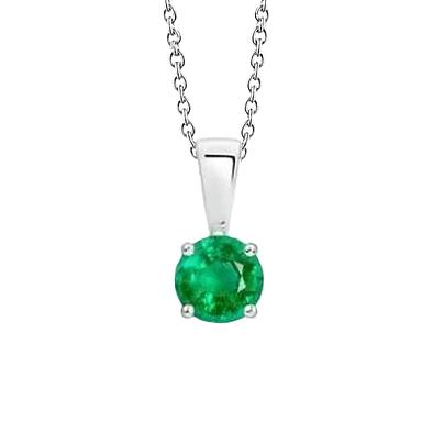 5 karaat Solitaire groene smaragd edelsteen hanger wit goud 14K - harrychadent.nl