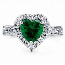 Afbeelding in Gallery-weergave laden, 5 karaat hart geslepen groene smaragd en diamanten ring wit 14K - harrychadent.nl

