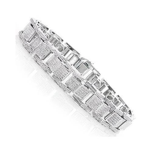 10 karaat heren ronde vorm natuurlijke diamanten armband wit goud 14k