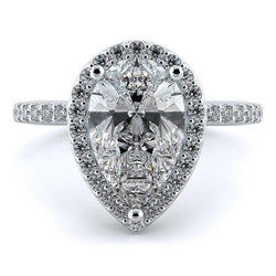 5 karaat peer diamanten ring wit gouden sieraden