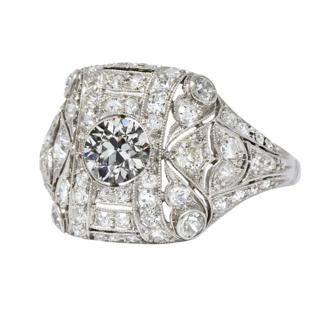 5 karaat ronde oude mijn geslepen diamanten ring Milgrain Shank gouden sieraden - harrychadent.nl