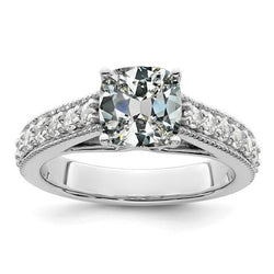 5 karaats kussen oude mijnwerker diamanten ring met accenten witgouden sieraden