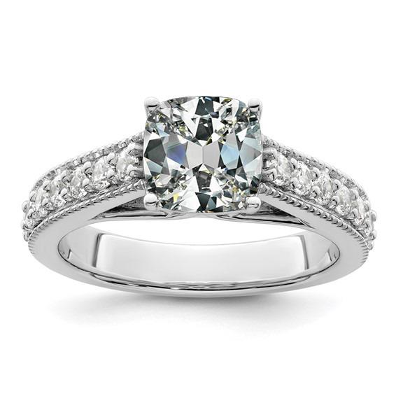 5 karaats kussen oude mijnwerker diamanten ring met accenten witgouden sieraden - harrychadent.nl