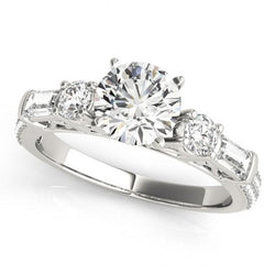 5-Steens uit de aarde gewonnen Diamanten Verlovingsring Fancy Rond & Baguettes 3 Karaat WG 14K
