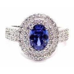 5,25 ct blauwe tanzaniet halo diamanten ring wit goud 14k