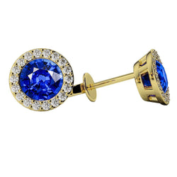 Natuurlijke Saffier Oorbel 5.30ct - Geelgoud 14K