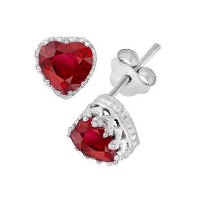 5,40 ct Hartgeslepen rode robijn met diamanten oorknopje wit goud 14k - harrychadent.nl