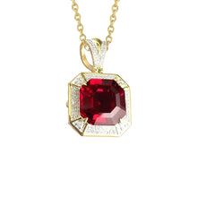 Afbeelding in Gallery-weergave laden, 5,40 ct asscher vorm rode robijn en diamanten halsketting hanger - harrychadent.nl
