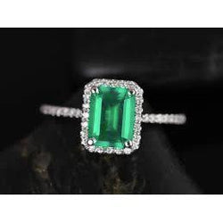 5,45 karaat groene smaragd geslepen smaragd met diamanten trouwring 14K
