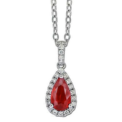 5,50 ct. Robijn met diamanten hanger ketting wit goud 14K