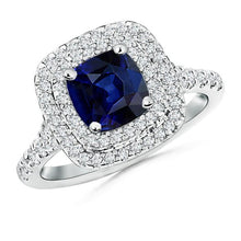 Afbeelding in Gallery-weergave laden, 5,50 karaat Sri Lanka Saffier En Diamanten Ring Wit Goud 14K - harrychadent.nl
