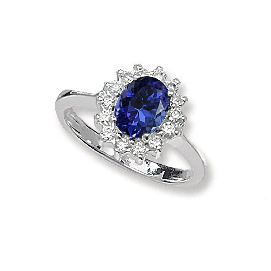 5,60 ct natuurlijke tanzaniet en diamanten trouwring wit goud 14k - harrychadent.nl