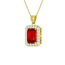 5,60 karaat Prong Set Robijn met diamanten hanger geel goud 14K