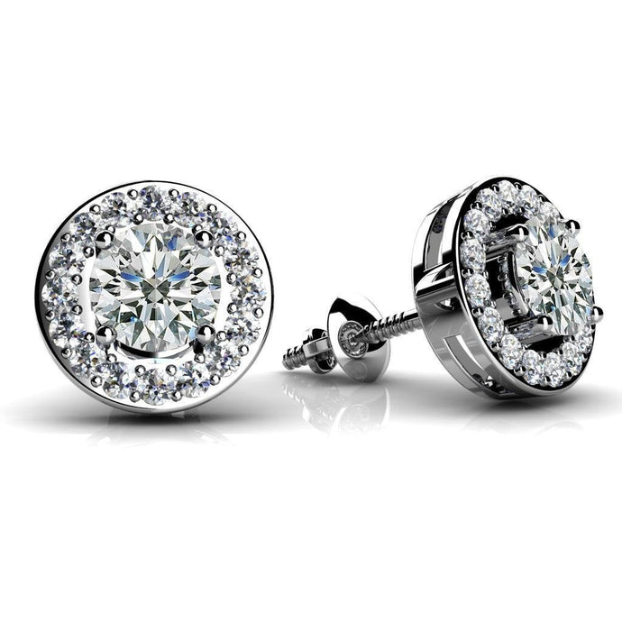 5,70 ct ronde geslepen diamanten gecentreerde cirkel Stud Earring wit goud 14K Pave Halo - harrychadent.nl