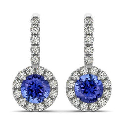5,70 karaat tanzaniet en diamanten Lady Dangle Oorbellen 14K goud