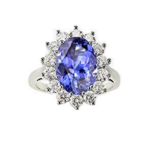 5,80 ct blauwe tanzaniet met witte diamanten ring goud - harrychadent.nl