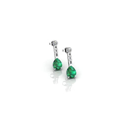 5,80 ct groene smaragd en diamanten oorbellen 14K witgoud