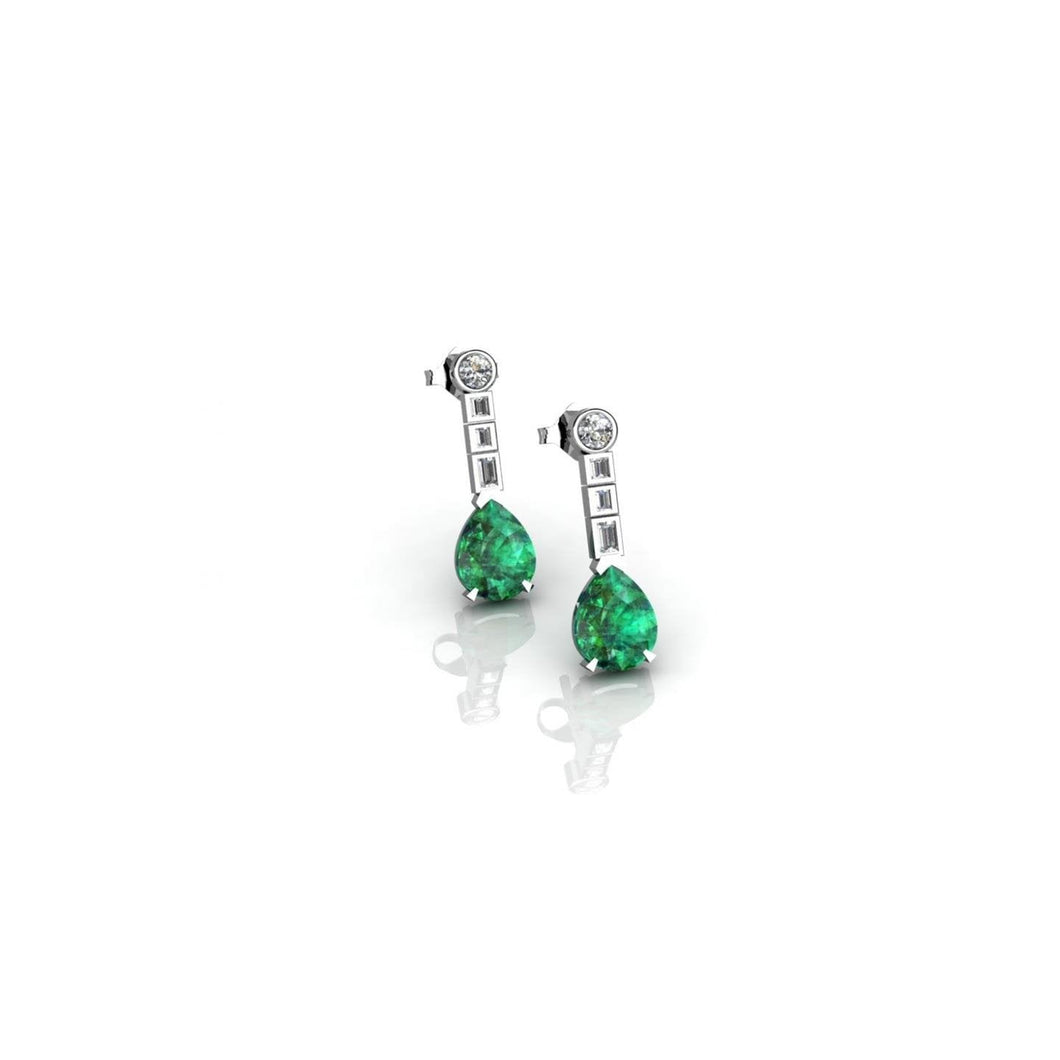 5,80 ct groene smaragd en diamanten oorbellen 14K witgoud - harrychadent.nl