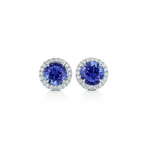 5,90 karaat briljante tanzaniet met diamanten Stud Halo oorbellen 14K - harrychadent.nl