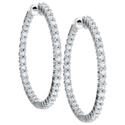 5.00 karaat ronde geslepen diamanten Lady Hoop Earrings 14K White Gold