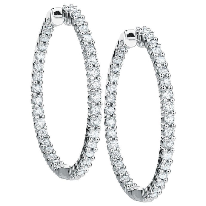 5.00 karaat ronde geslepen diamanten Lady Hoop Earrings 14K White Gold - harrychadent.nl